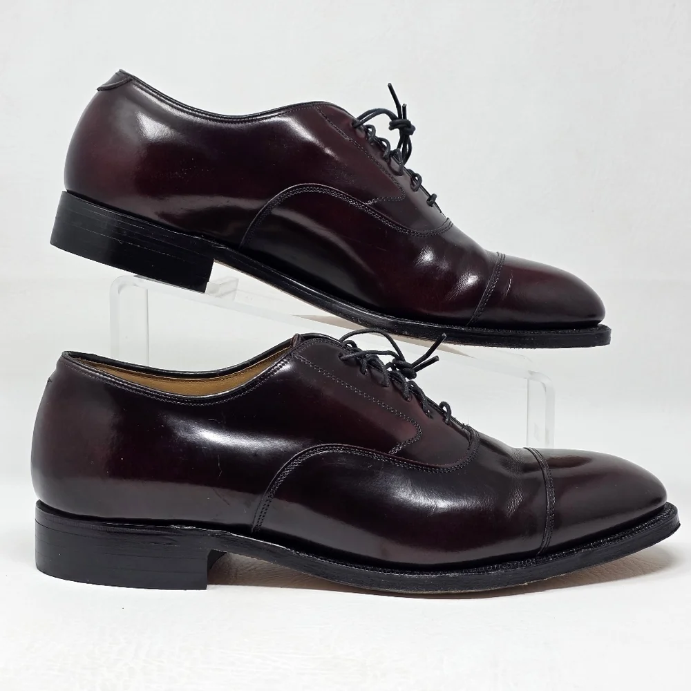 Johnston & Murphy Optima Mens Melton Oxford Size 8.5 Burgundy Cap Toe Shoe USA